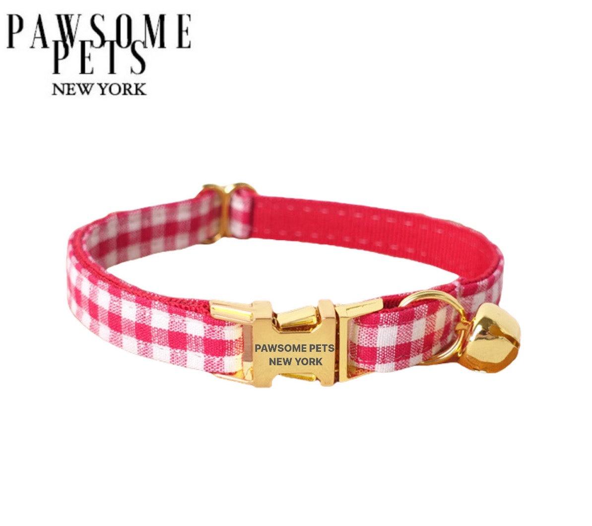 Small Dog & Cat Collar – French Vermilion Stripe