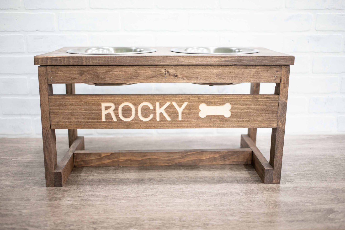 Personalized Handmade Elevated Pet Feeder – Solid Pine Wood