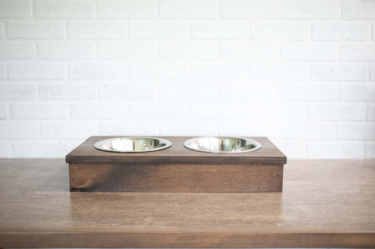 Personalized Low-Profile Pet Feeder – Handmade Solid Pine