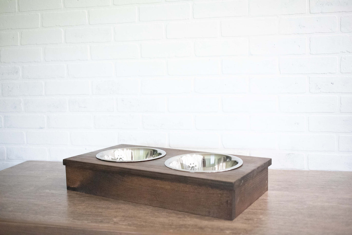 Personalized Low-Profile Pet Feeder – Handmade Solid Pine