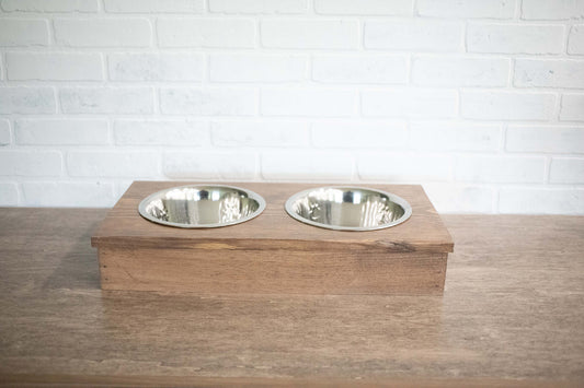 Personalized Low-Profile Pet Feeder – Handmade Solid Pine