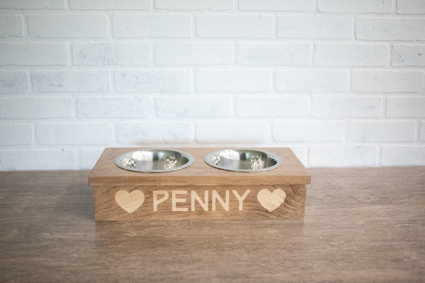 Personalized Low-Profile Pet Feeder – Handmade Solid Pine