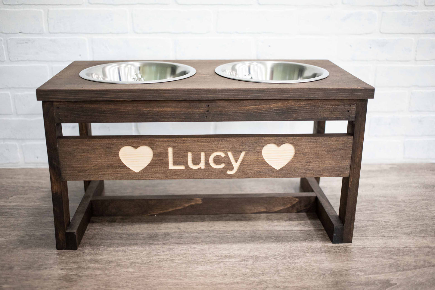 Personalized Handmade Elevated Pet Feeder – Solid Pine Wood