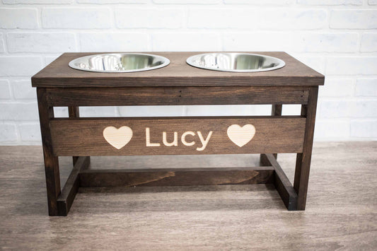 Personalized Handmade Elevated Pet Feeder – Solid Pine Wood