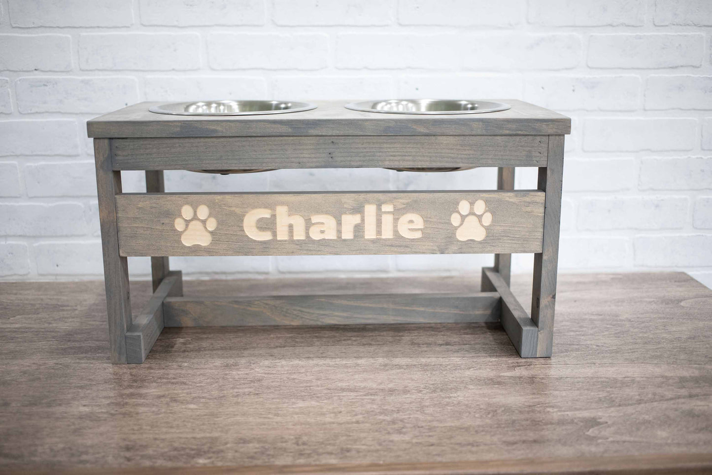 Personalized Handmade Elevated Pet Feeder – Solid Pine Wood