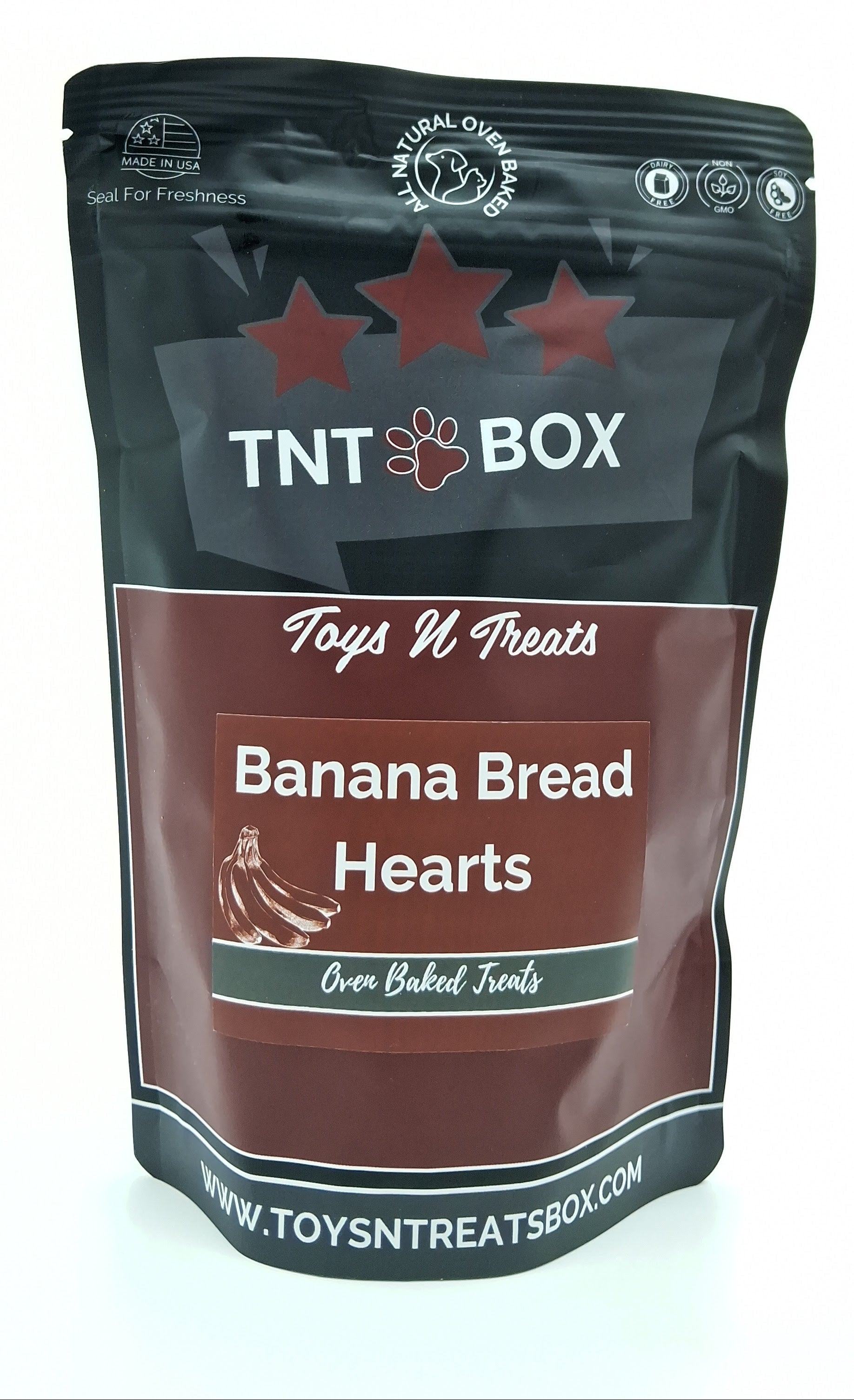 TNT Box Banana Bread Hearts packaging on a white background