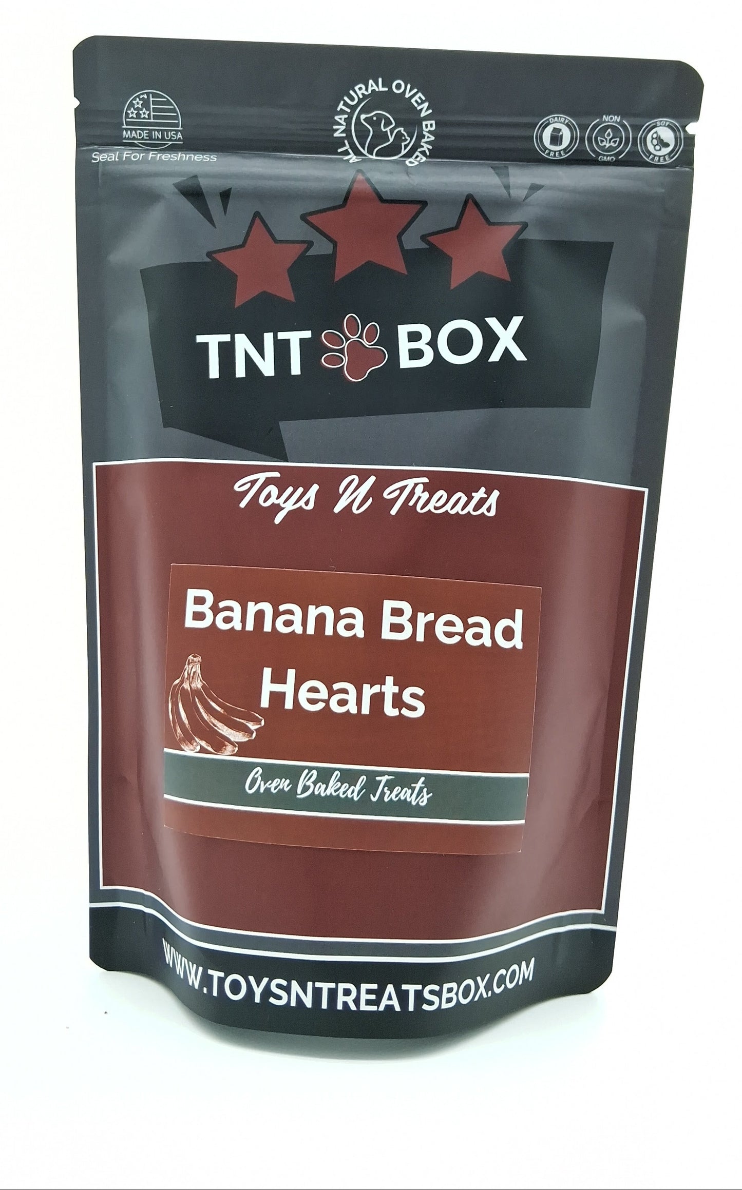 TNT Box Banana Bread Hearts packaging on a white background