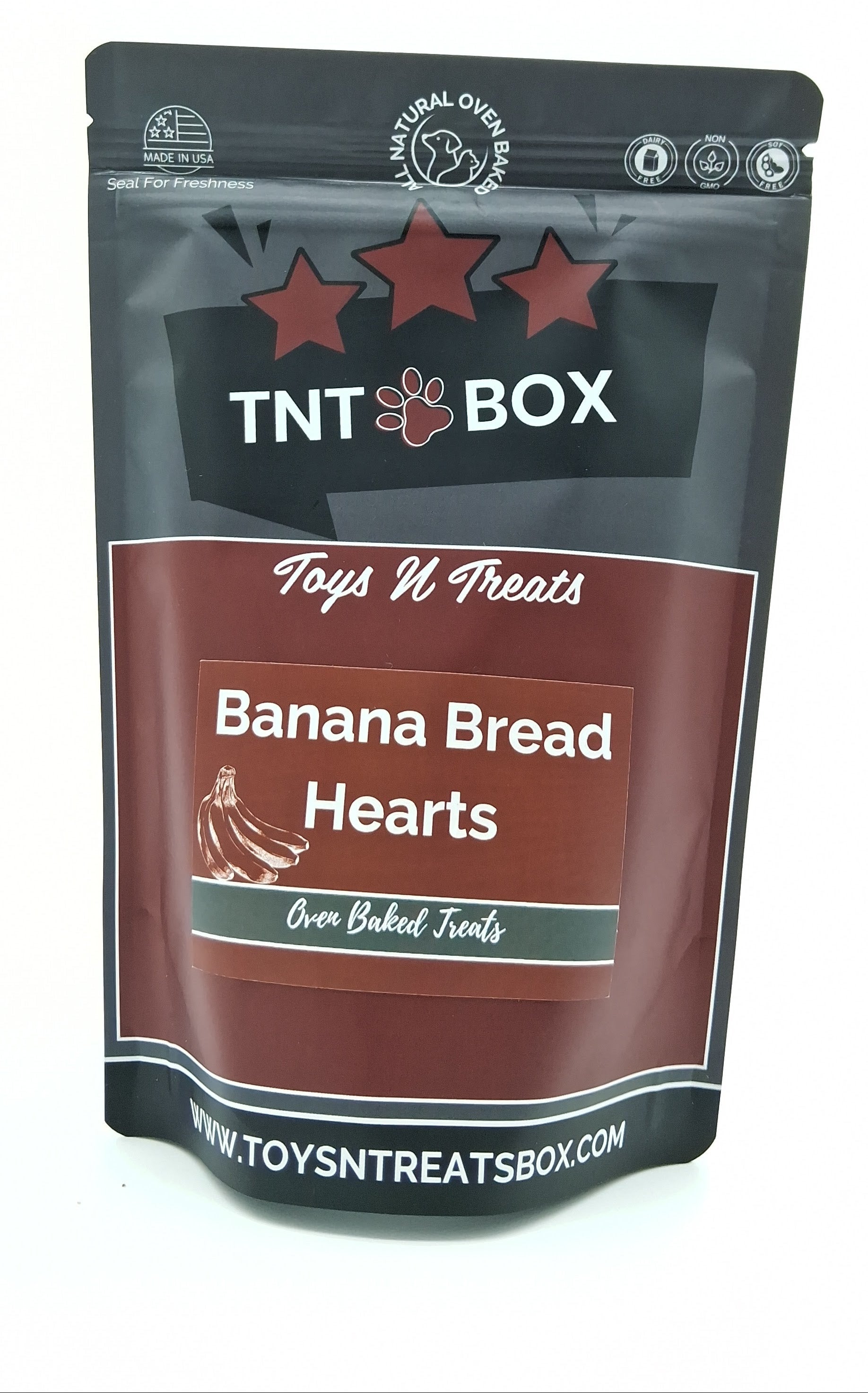 TNT Box Banana Bread Hearts packaging on a white background